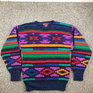 VTG Aztec Southwestern Tribal Navajo Sweater Jeffrey Banks Wool Womens Medium